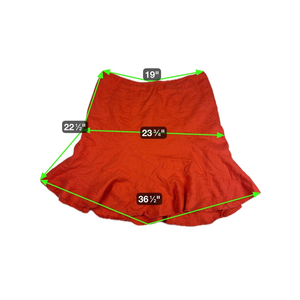 VTG Y2K Old Navy Skirt Women 16 Coral 100% Linen Cottagecore Lagenlook Flutter‎ - Picture 7 of 7